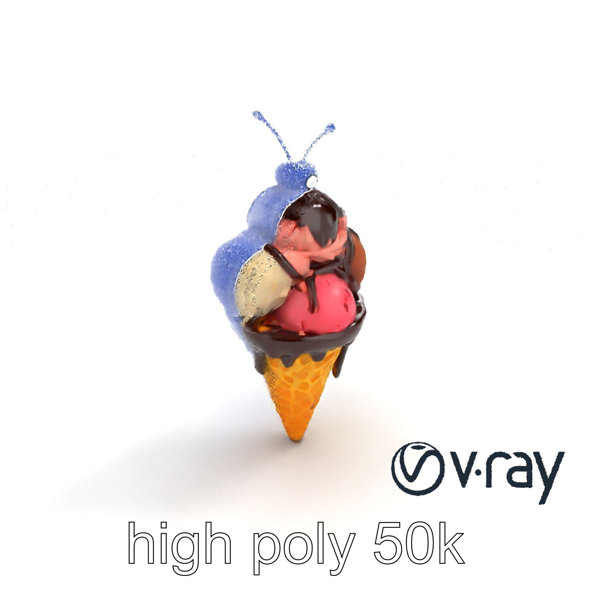 Triple Scoop Ice Cream Cone Model Pack Low-poly 3D model_23
