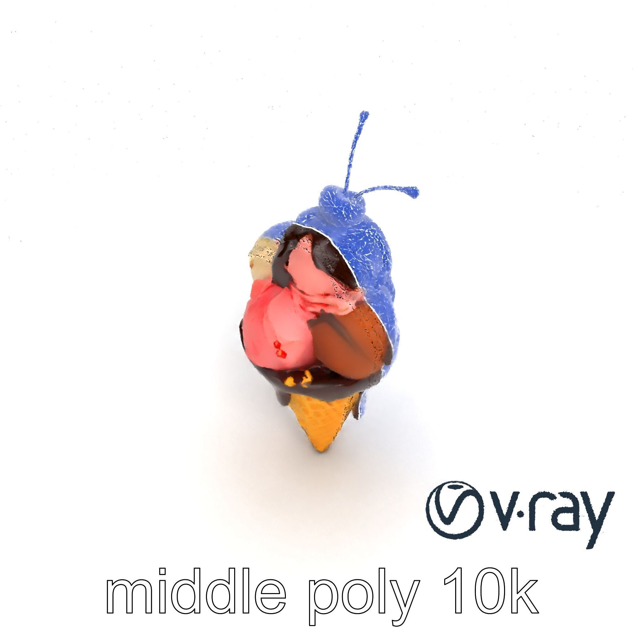 Triple Scoop Ice Cream Cone Model Pack Low-poly 3D model_12