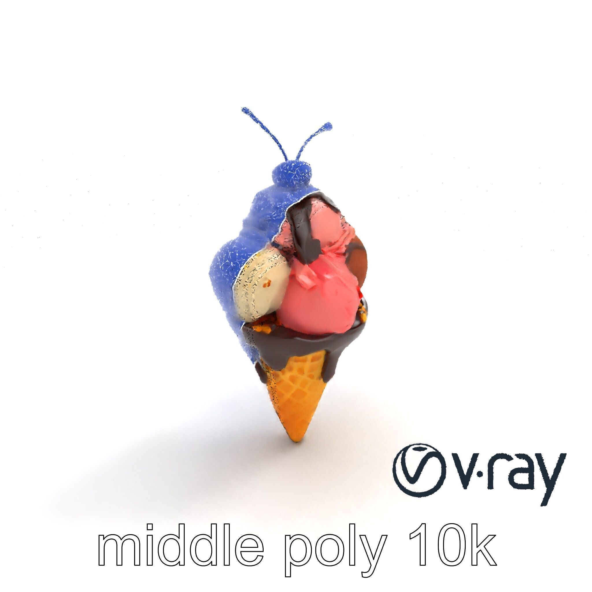 Triple Scoop Ice Cream Cone Model Pack Low-poly 3D model_11