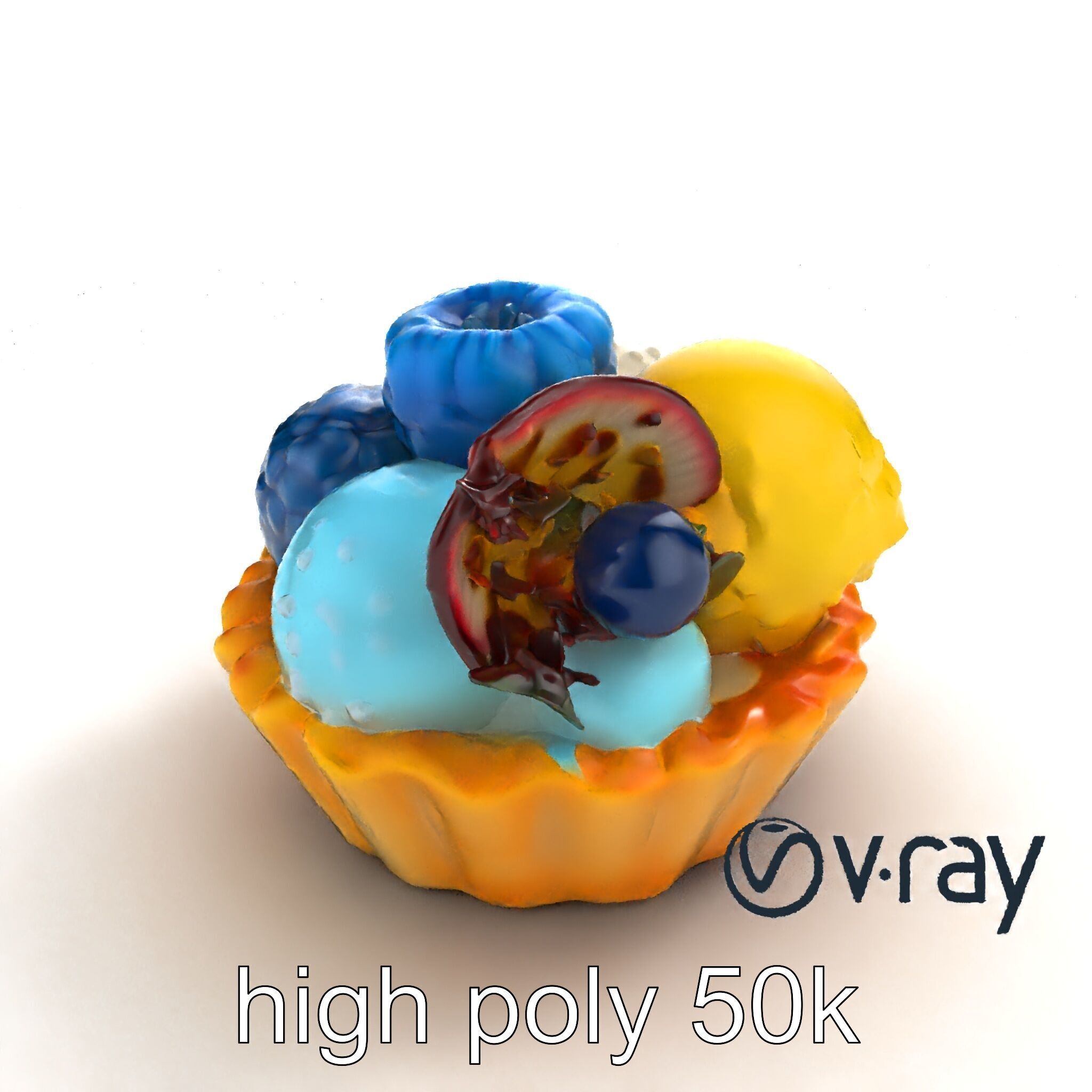 Intricate Ice Cream Tartlet 3D Model Pack Low-poly 3D model_16