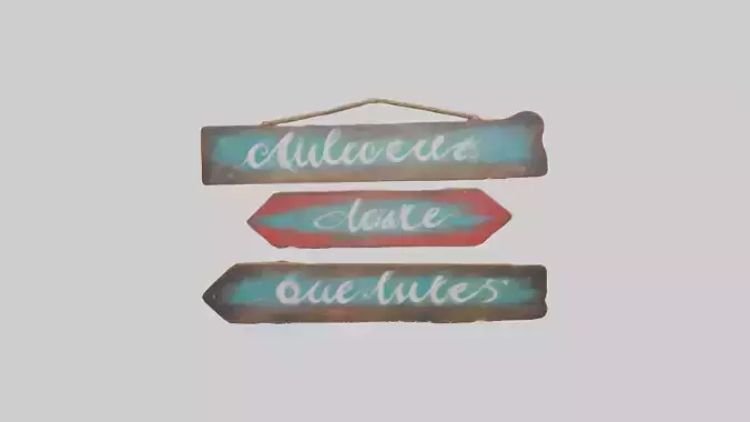 Handpainted Wooden Signs Low-poly 3D model