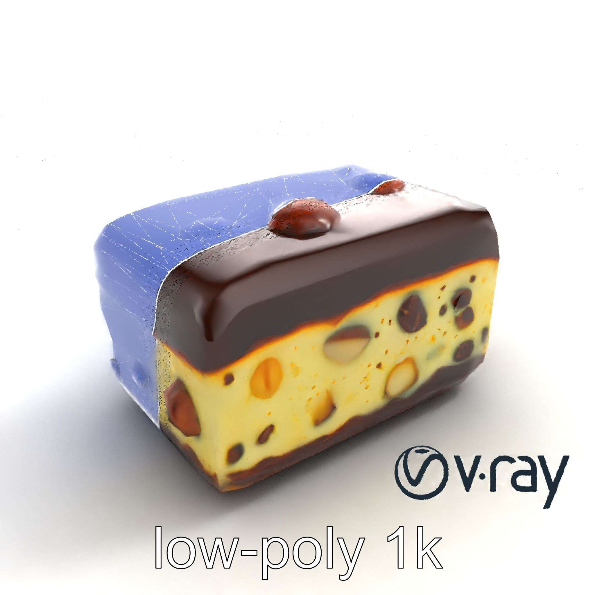 Luxury Chocolate Almond Ice Cream Bar model pack Low-poly 3D model_10