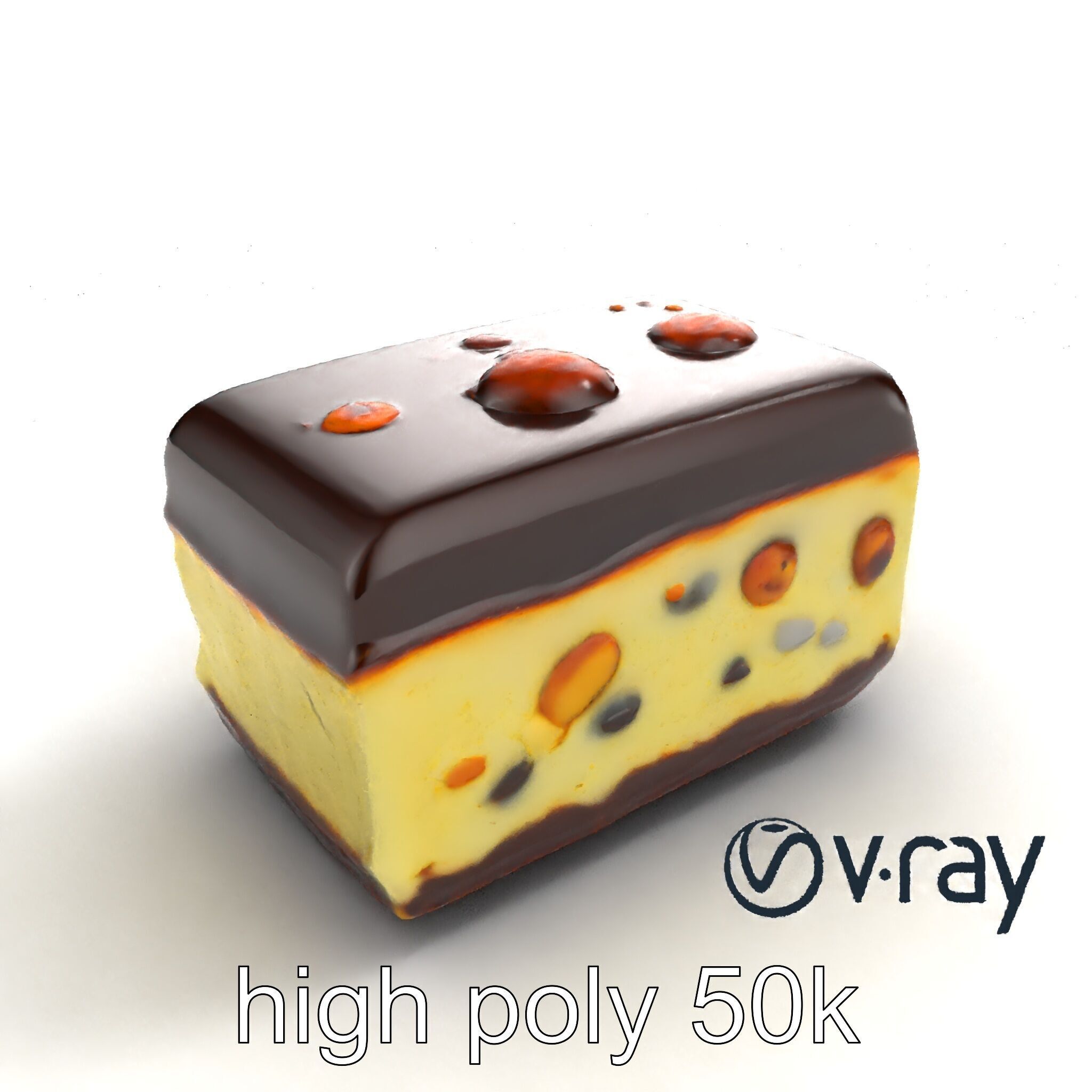 Luxury Chocolate Almond Ice Cream Bar model pack Low-poly 3D model_9