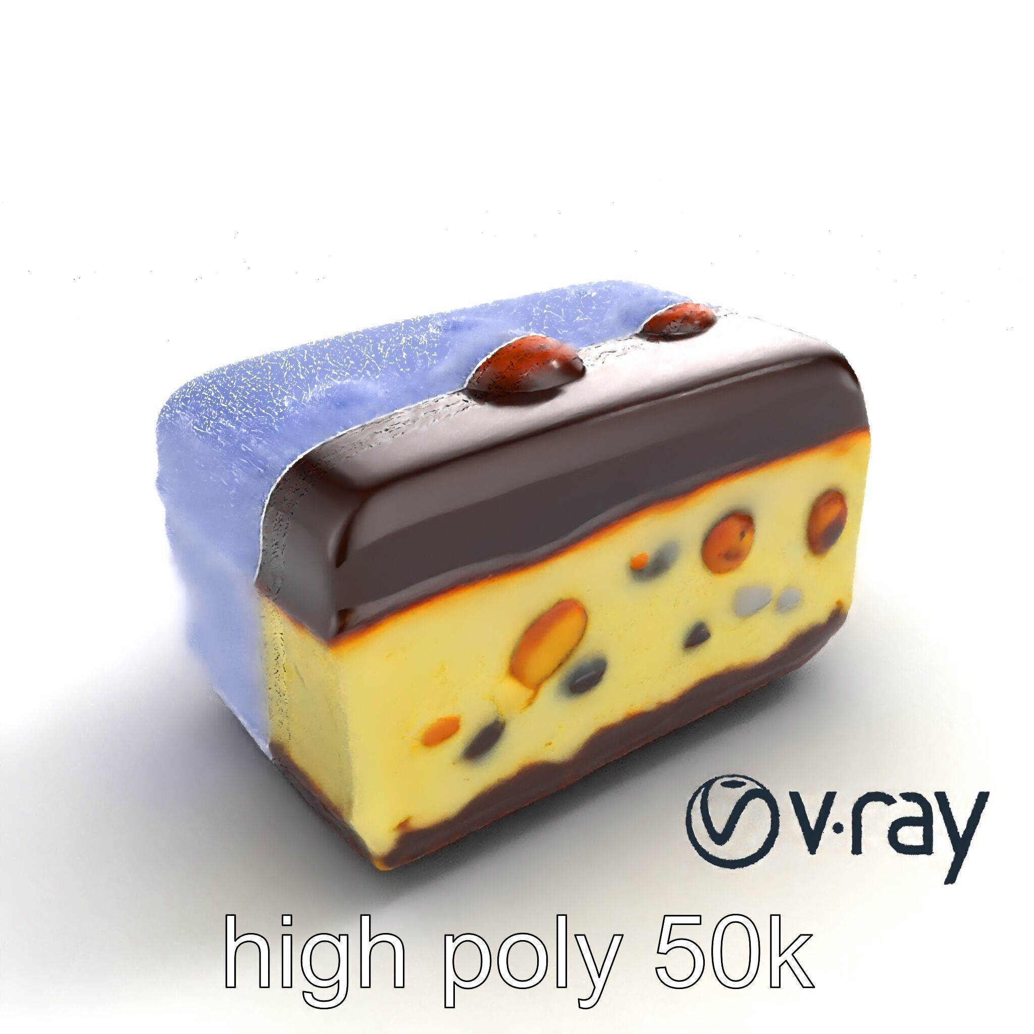 Luxury Chocolate Almond Ice Cream Bar model pack Low-poly 3D model_13