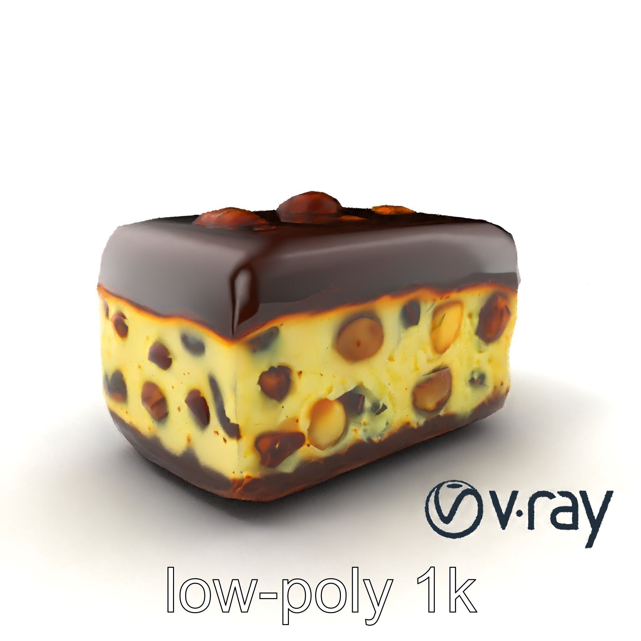 Luxury Chocolate Almond Ice Cream Bar model pack Low-poly 3D model_4