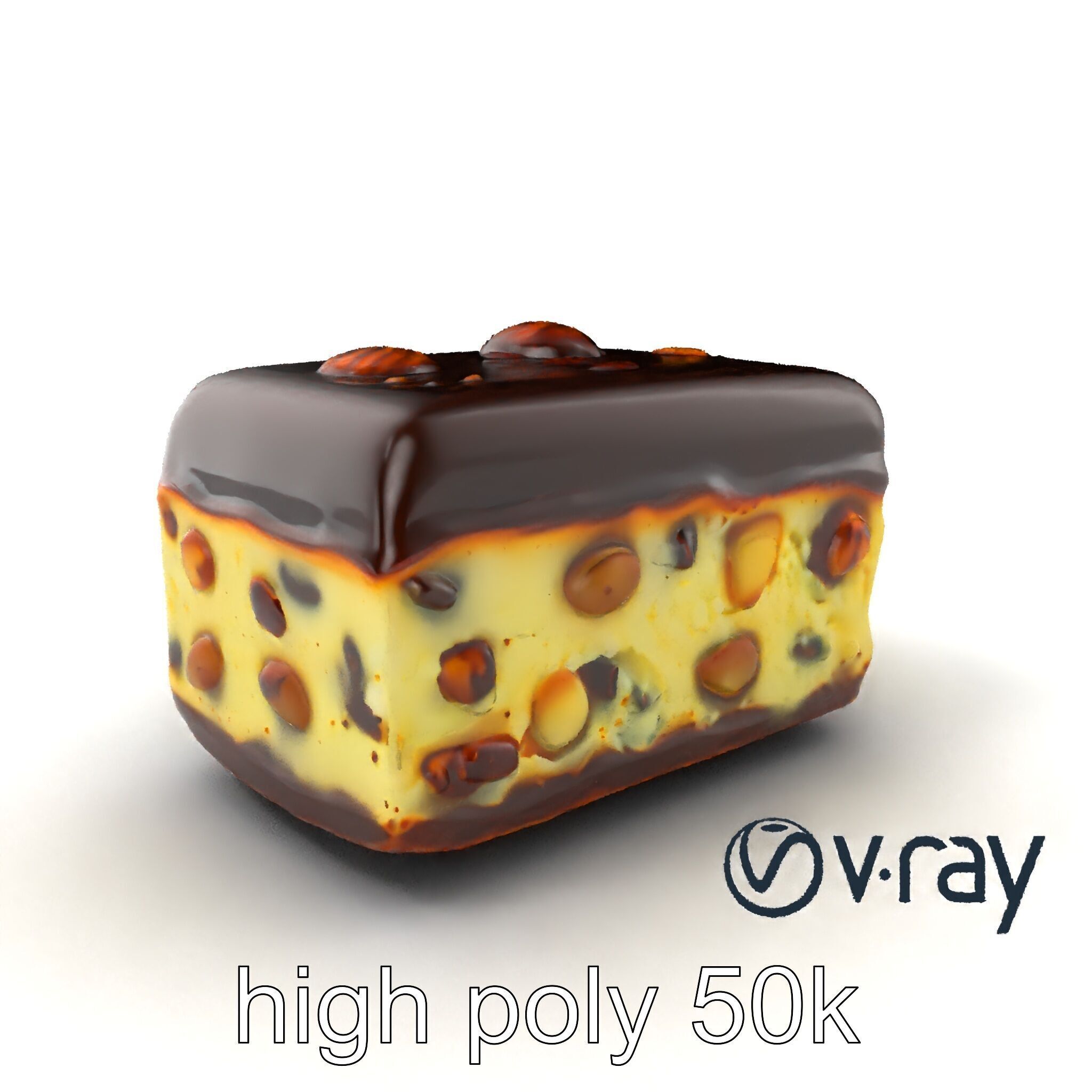 Luxury Chocolate Almond Ice Cream Bar model pack Low-poly 3D model_2