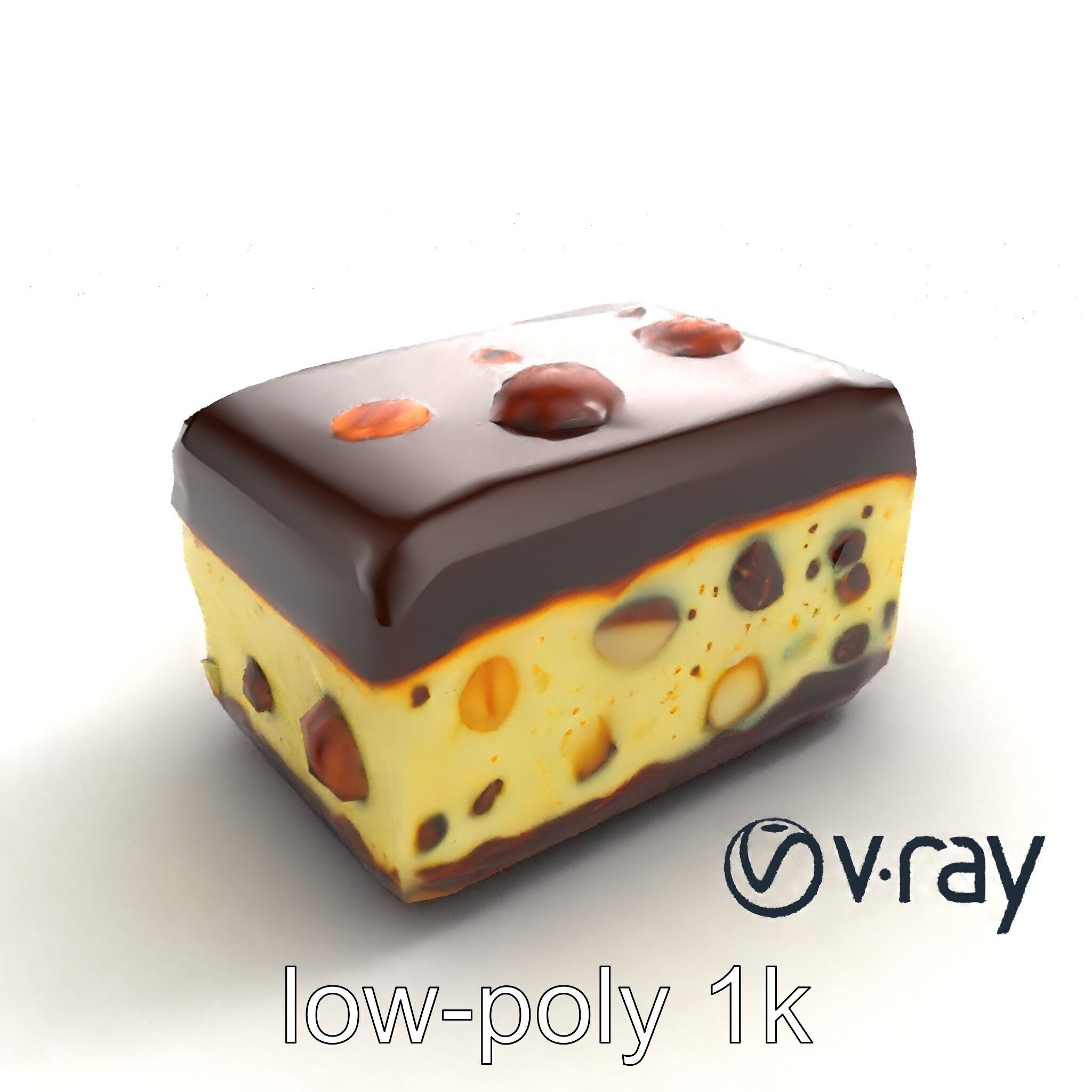 Luxury Chocolate Almond Ice Cream Bar model pack Low-poly 3D model_8