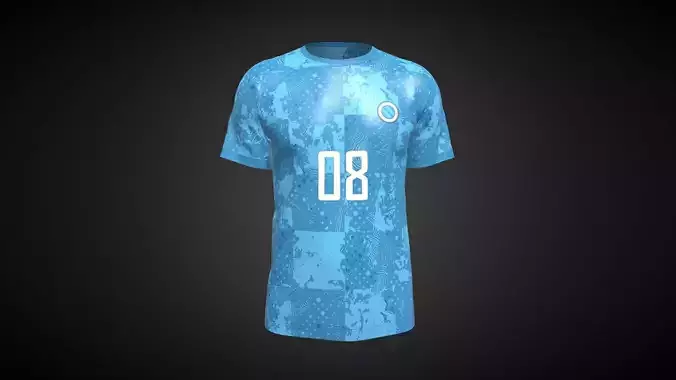 Soccer Sports Blue Jersey-08 In Low Poly