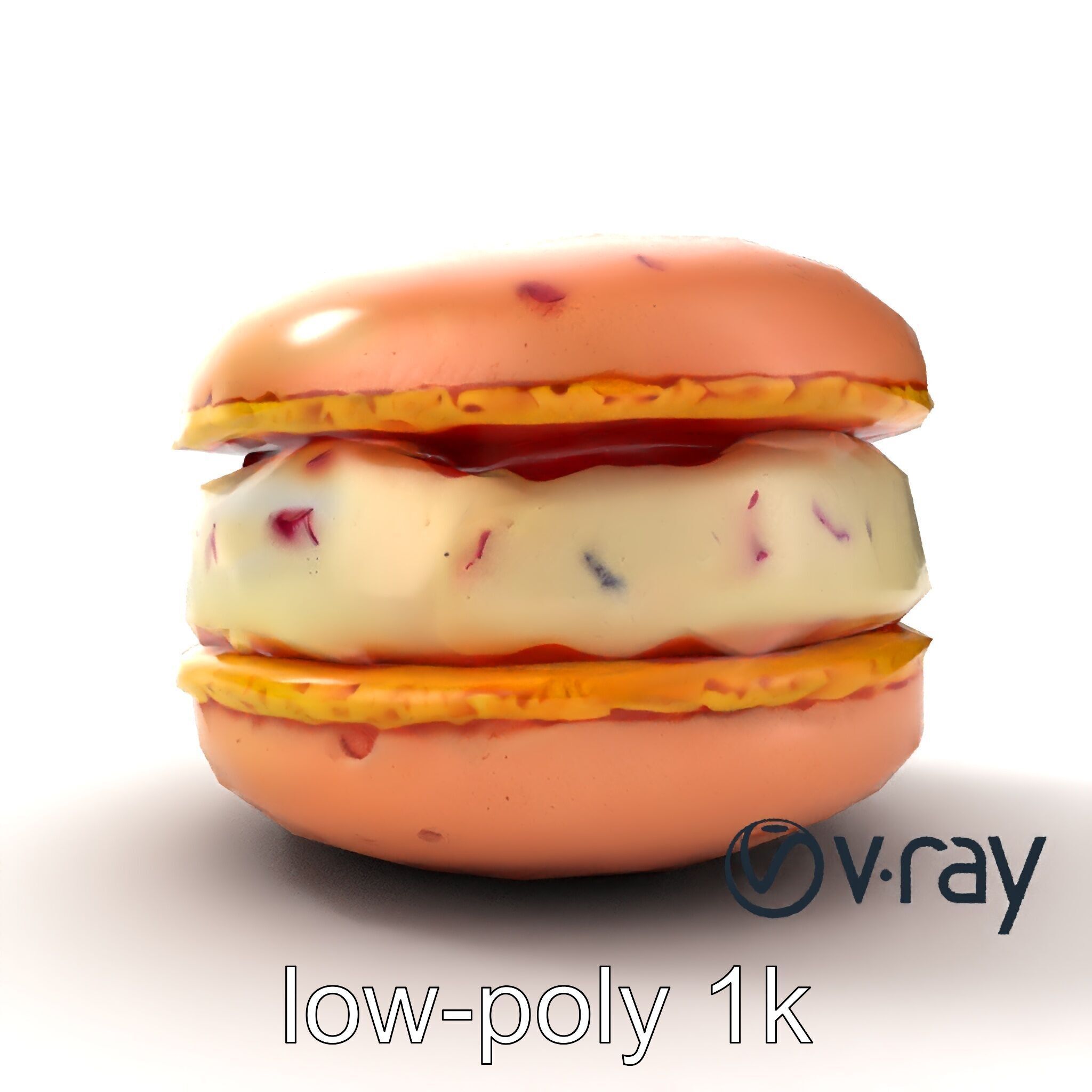 Macaron Ice Cream Sandwich Dessert model pack Low-poly 3D model_22