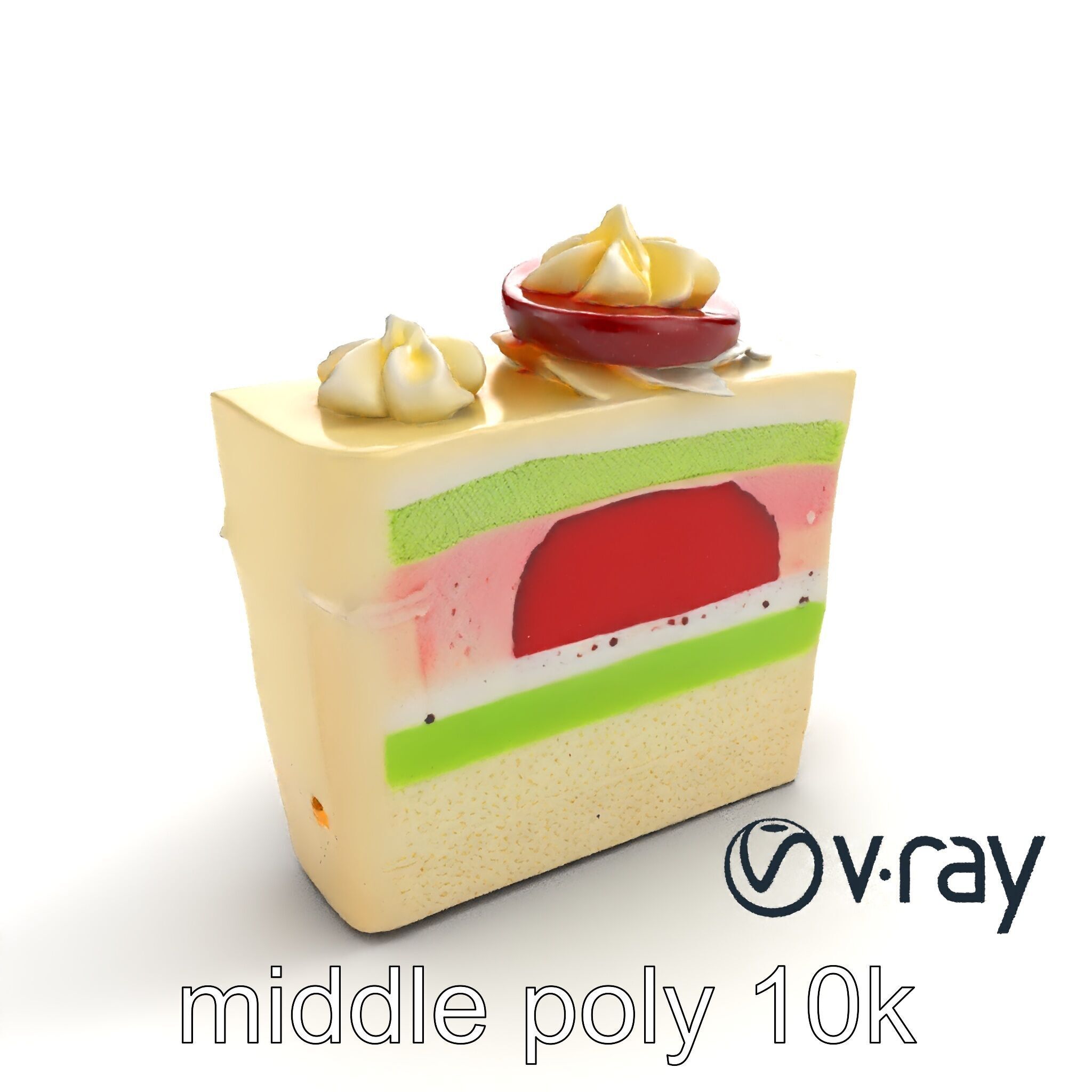 Layered Ice Cream Cake Slice Realistic Model Pack Low-poly 3D model_7