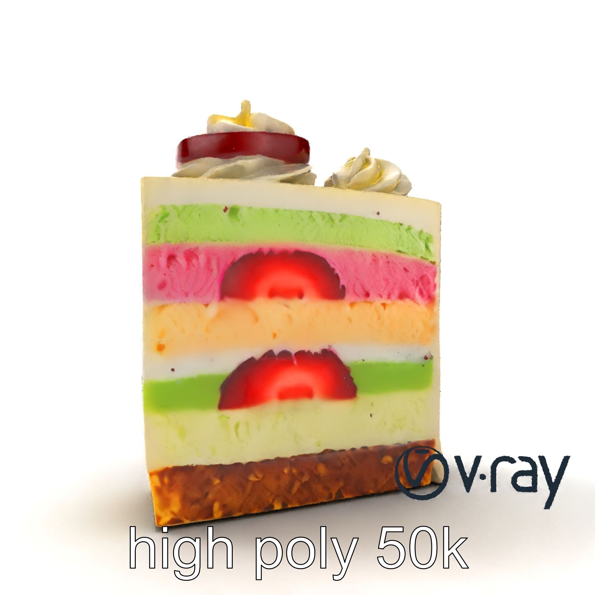 Layered Ice Cream Cake Slice Realistic Model Pack Low-poly 3D model_20