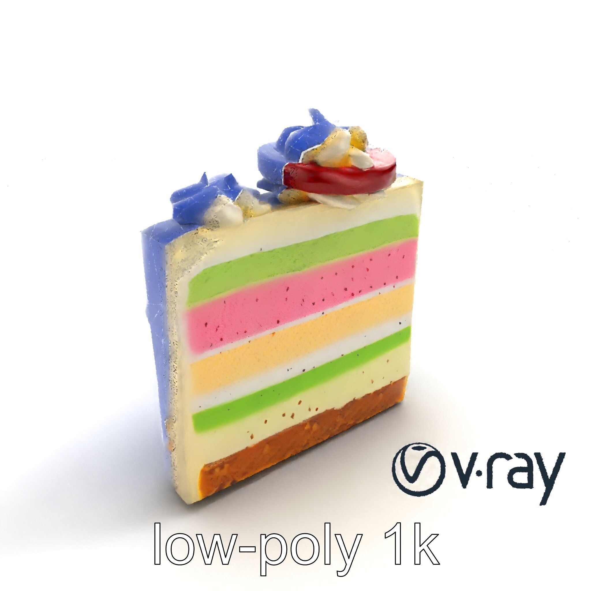 Layered Ice Cream Cake Slice Realistic Model Pack Low-poly 3D model_12