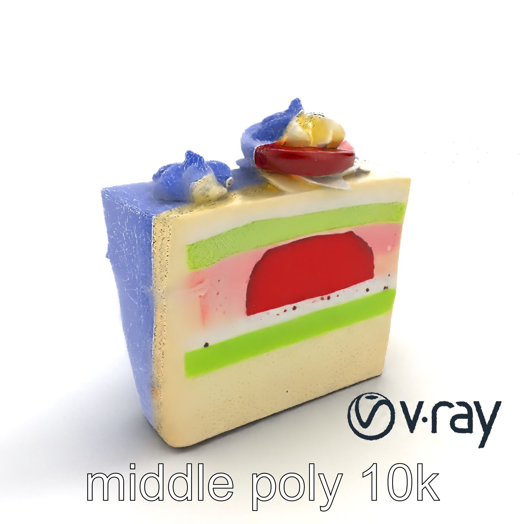 Layered Ice Cream Cake Slice Realistic Model Pack Low-poly 3D model_10