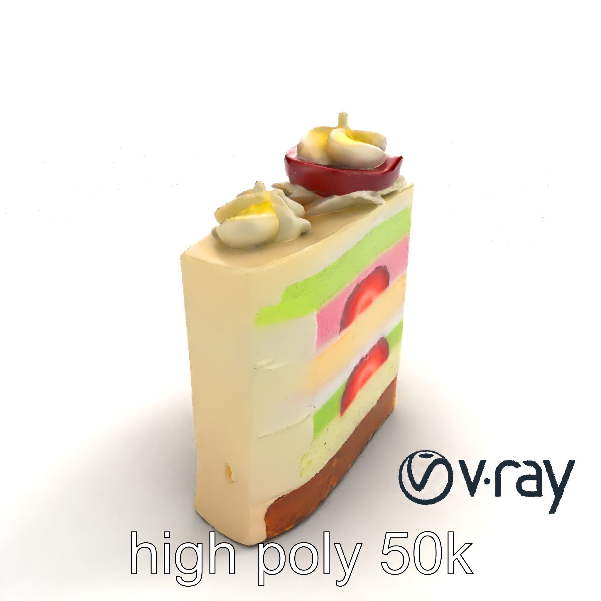 Layered Ice Cream Cake Slice Realistic Model Pack Low-poly 3D model_9