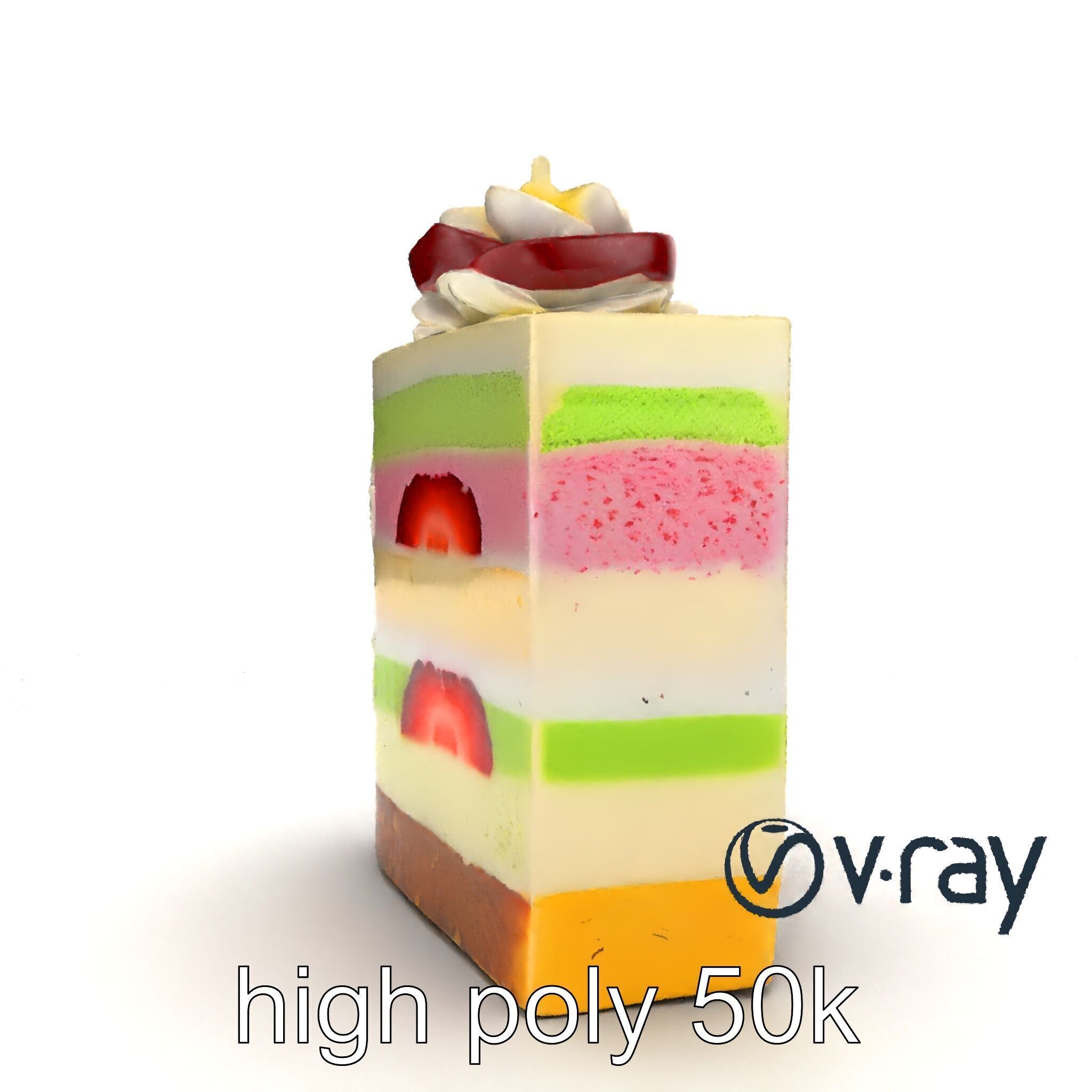 Layered Ice Cream Cake Slice Realistic Model Pack Low-poly 3D model_13