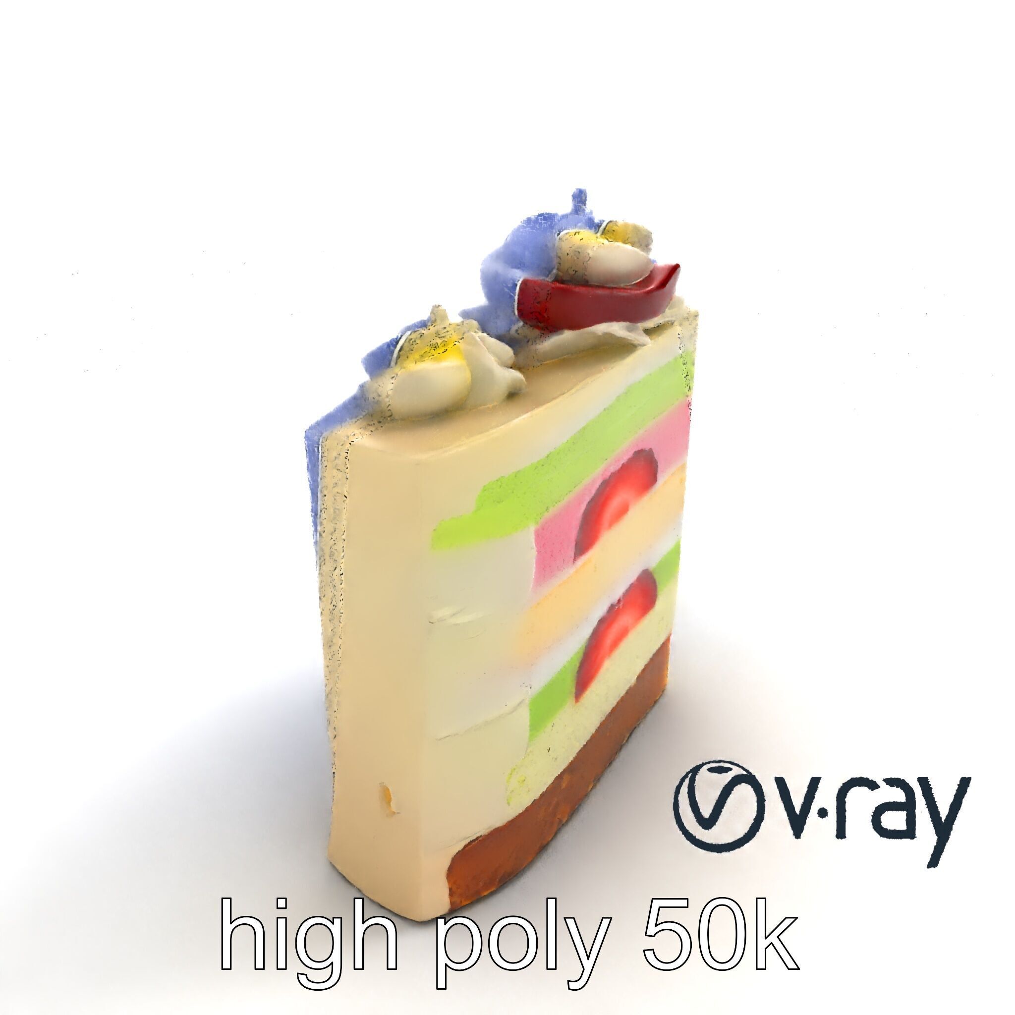 Layered Ice Cream Cake Slice Realistic Model Pack Low-poly 3D model_19