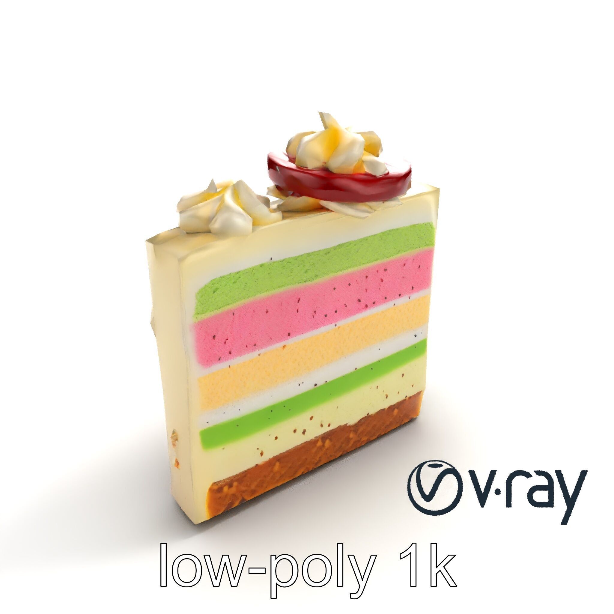 Layered Ice Cream Cake Slice Realistic Model Pack Low-poly 3D model_8
