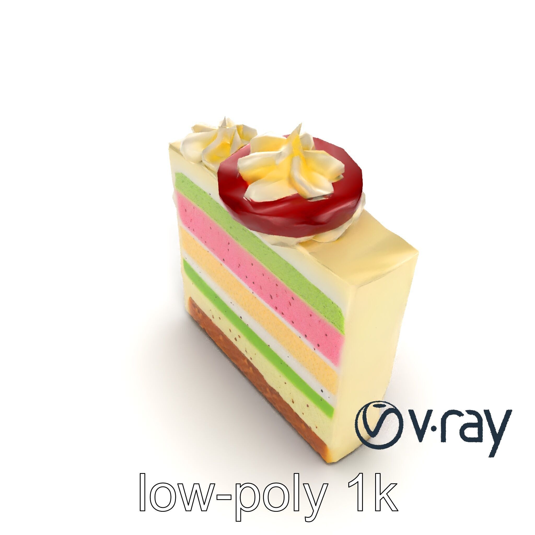 Layered Ice Cream Cake Slice Realistic Model Pack Low-poly 3D model_15