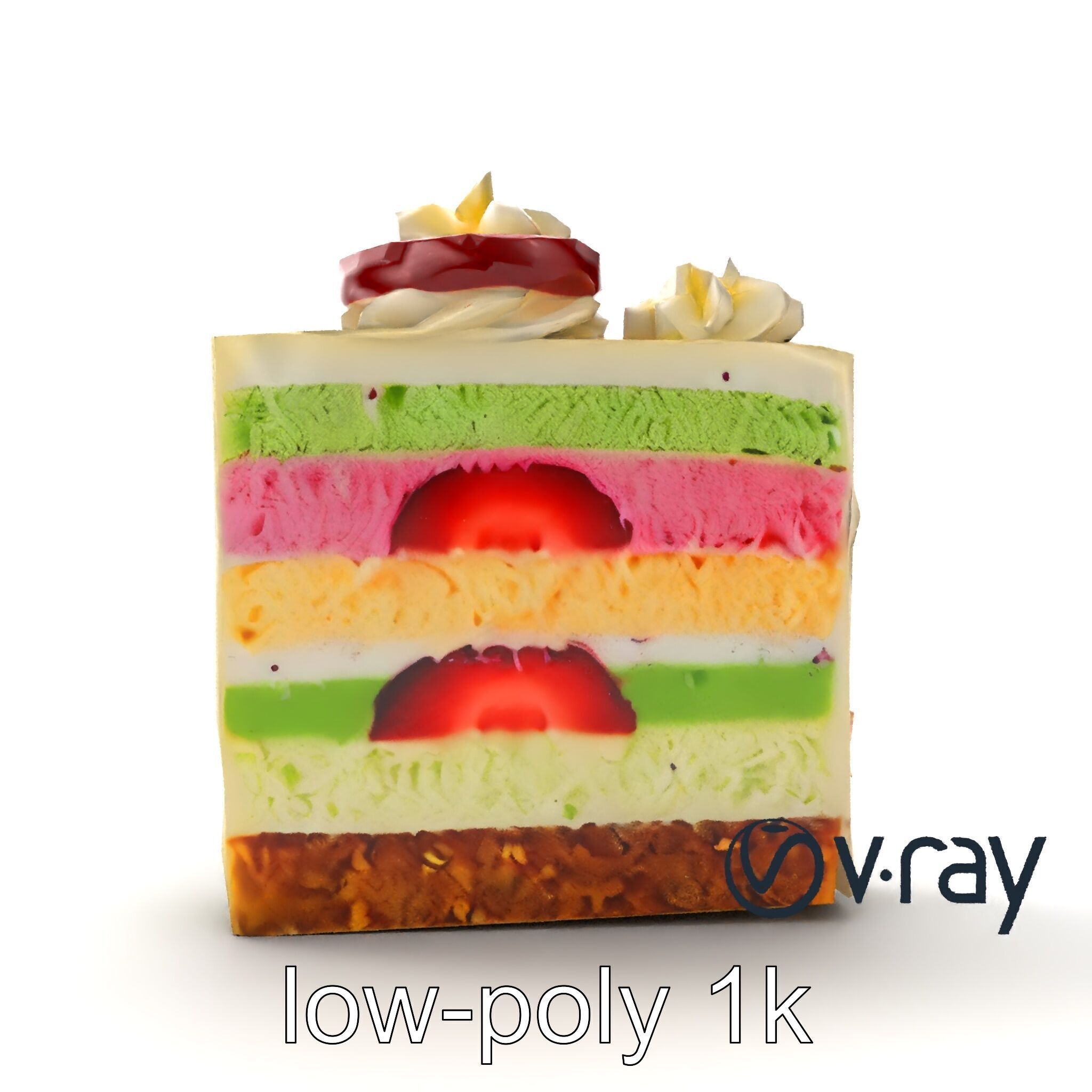 Layered Ice Cream Cake Slice Realistic Model Pack Low-poly 3D model_28