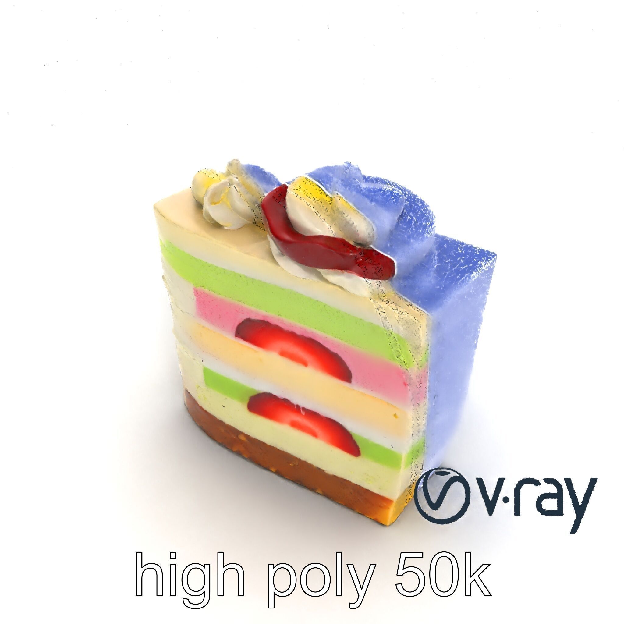 Layered Ice Cream Cake Slice Realistic Model Pack Low-poly 3D model_22