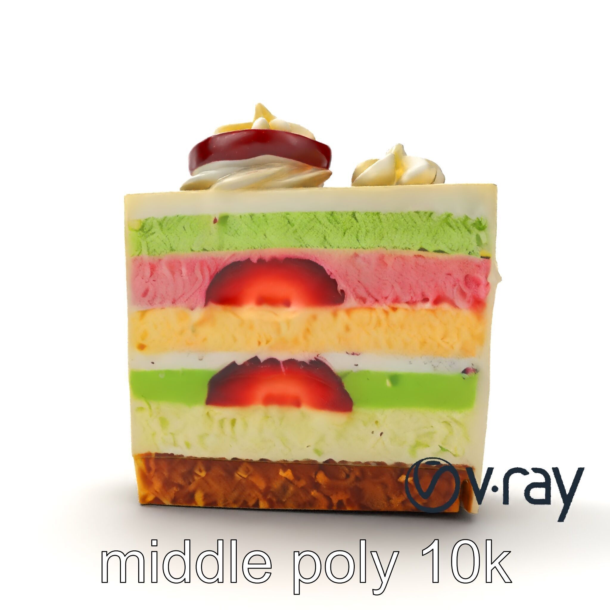 Layered Ice Cream Cake Slice Realistic Model Pack Low-poly 3D model_29
