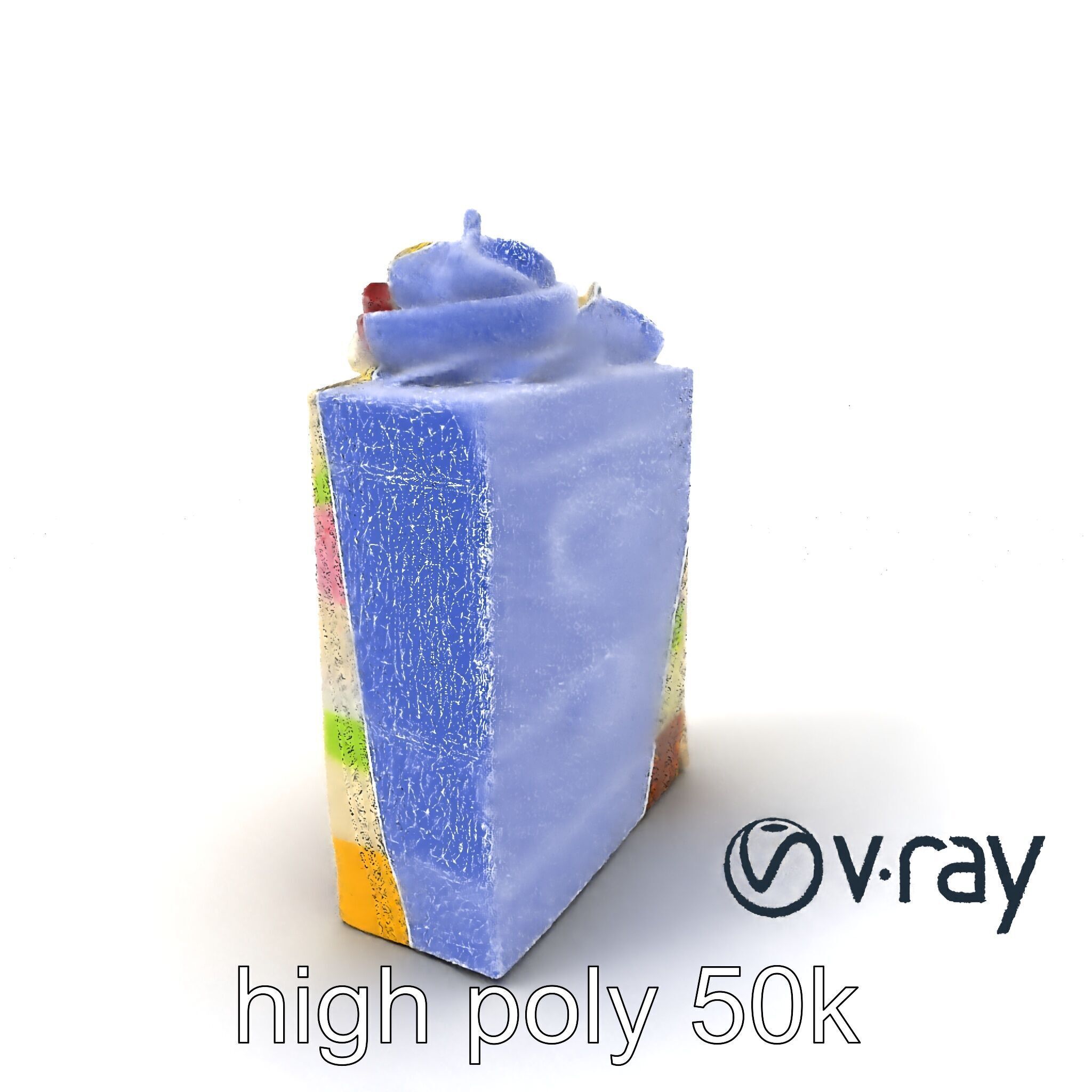 Layered Ice Cream Cake Slice Realistic Model Pack Low-poly 3D model_1