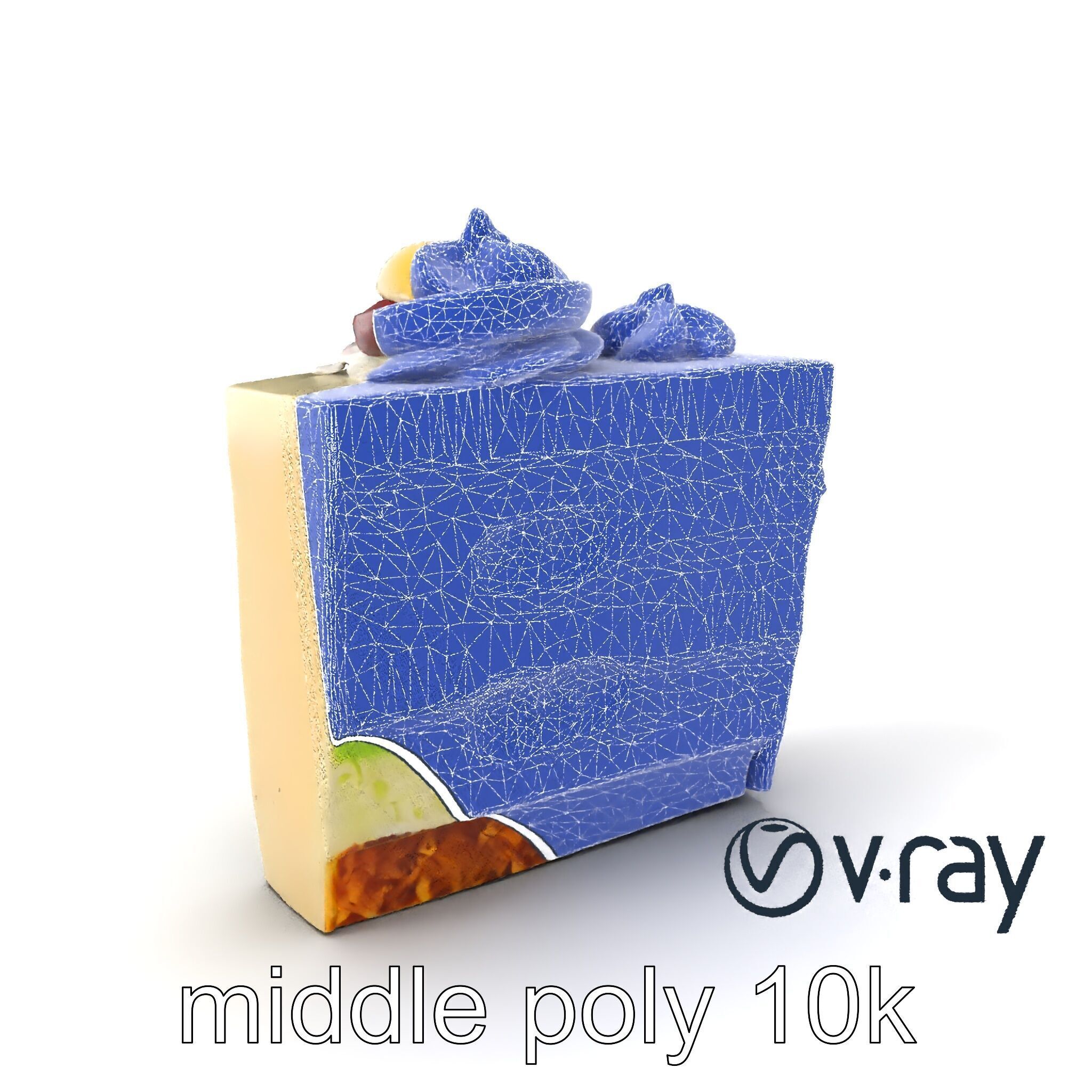 Layered Ice Cream Cake Slice Realistic Model Pack Low-poly 3D model_5