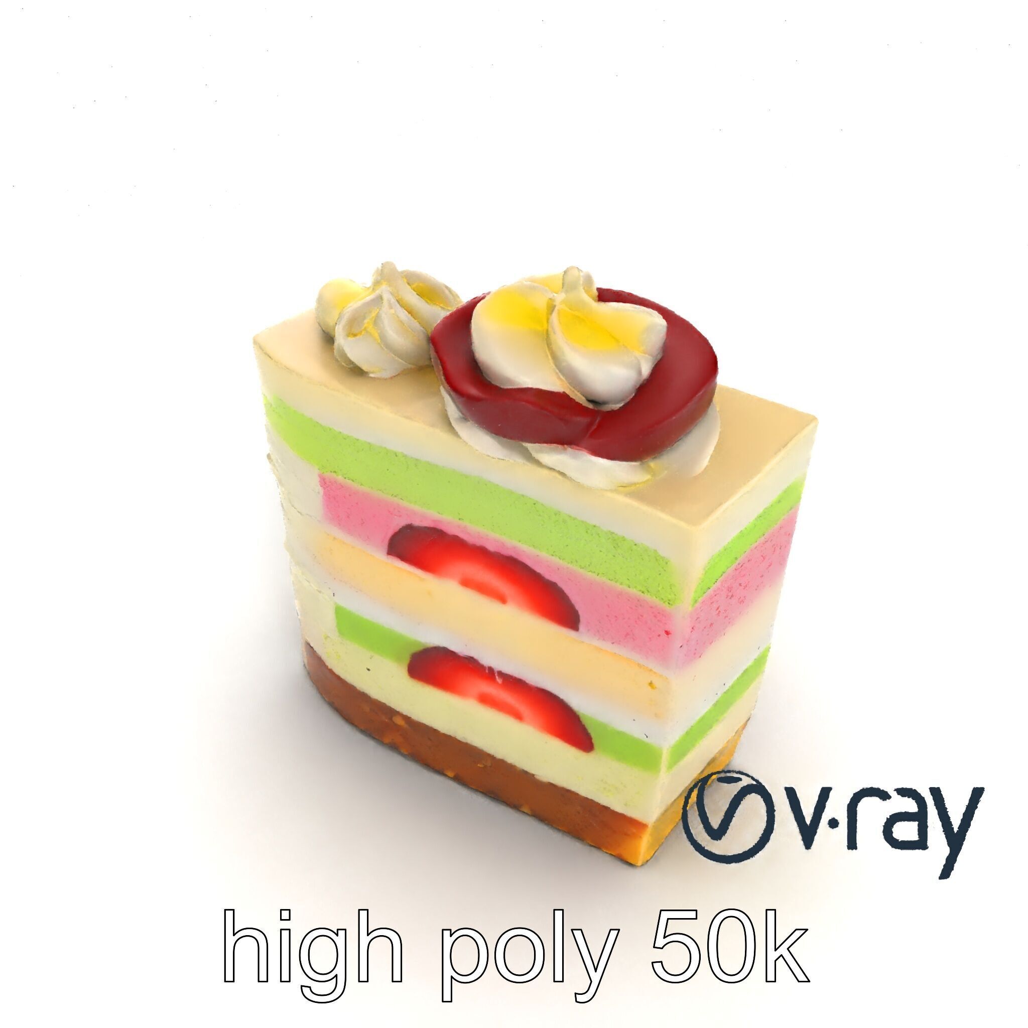 Layered Ice Cream Cake Slice Realistic Model Pack Low-poly 3D model_24