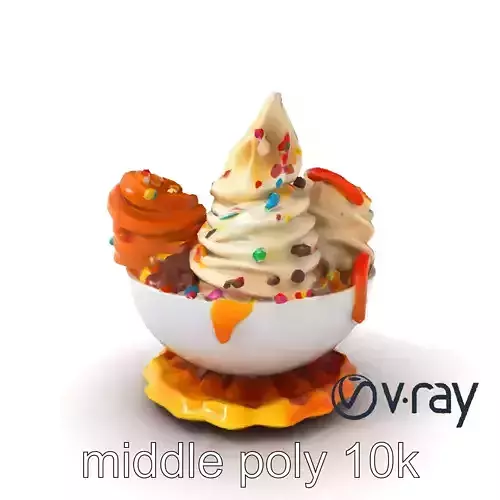 Soft Serve Ice Cream with Toppings Model Pack Low-poly 3D model
