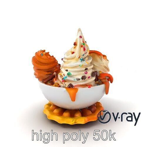 Soft Serve Ice Cream with Toppings Model Pack Low-poly 3D model 2