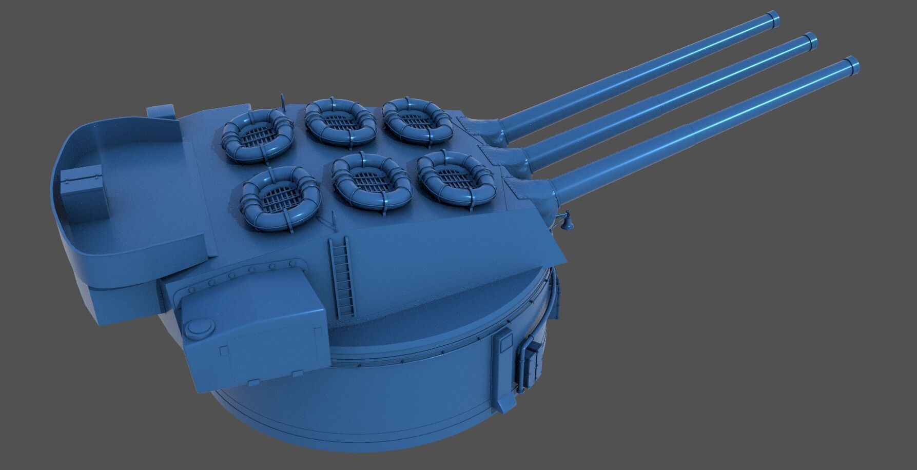 381mm WW2 Italian turret n3 - Commercial license - 1-200 scale 3D print model_3