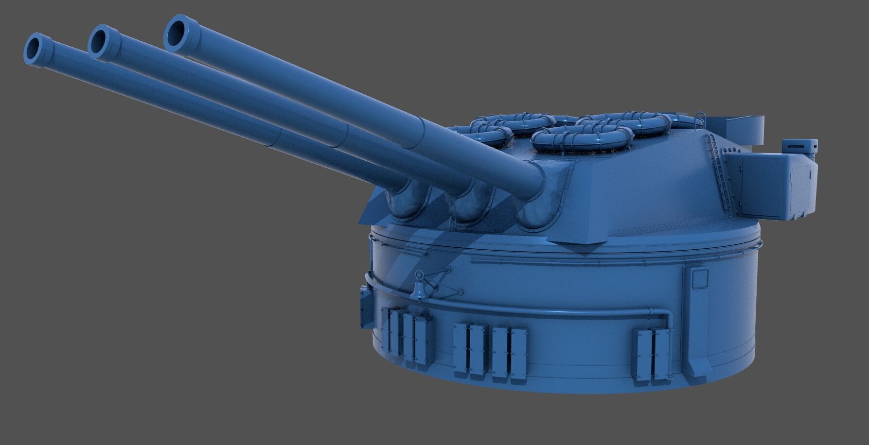 381mm WW2 Italian turret n3 - Commercial license - 1-200 scale 3D print model_2