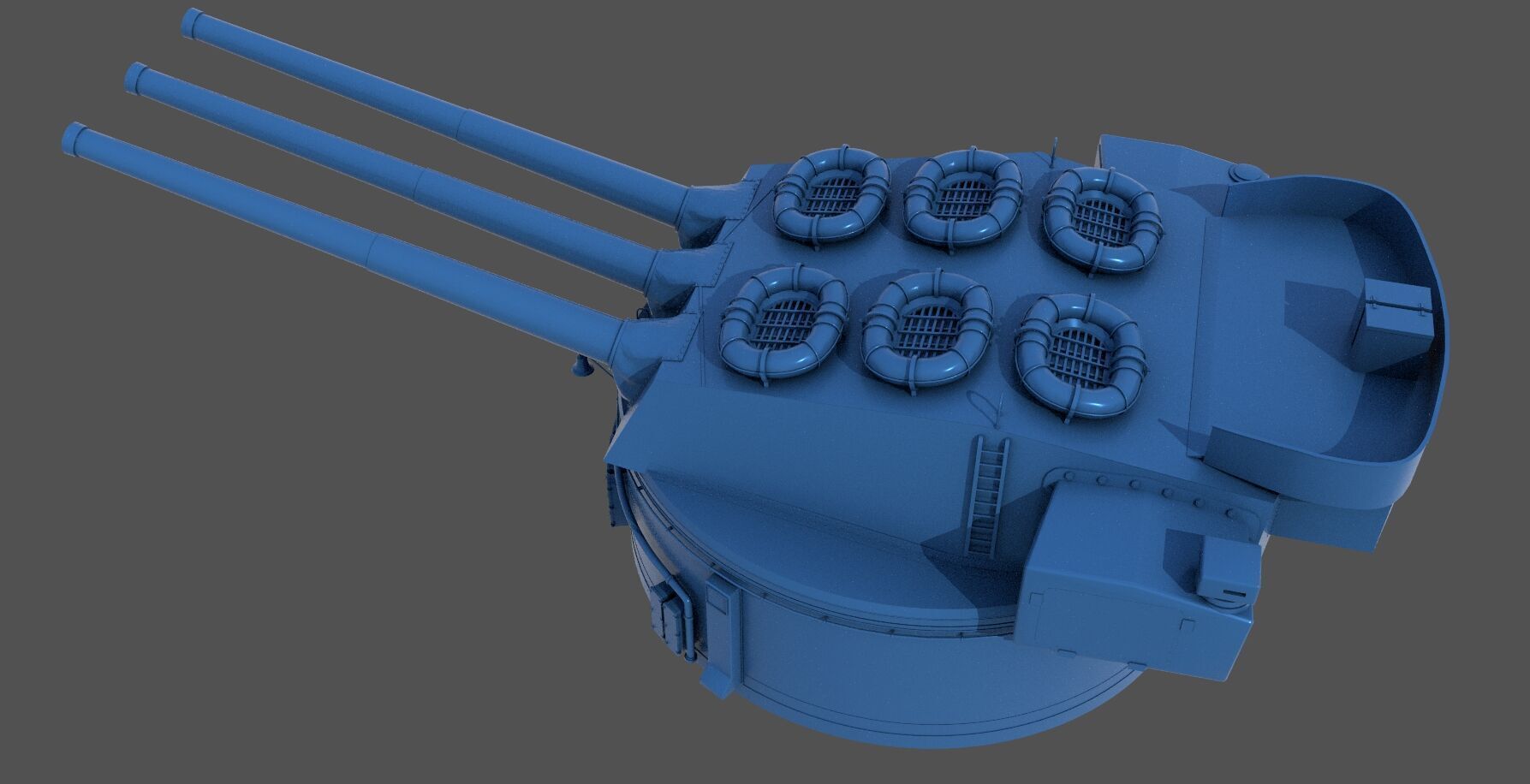 381mm WW2 Italian turret n3 - Commercial license - 1-200 scale 3D print model_1