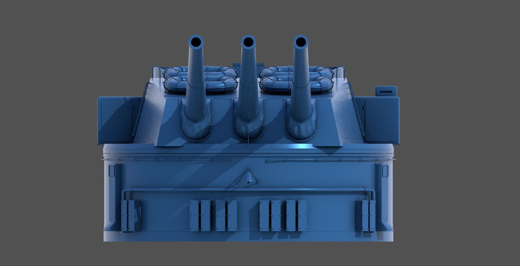 381mm WW2 Italian turret n3 - Commercial license - 1-200 scale 3D print model_10