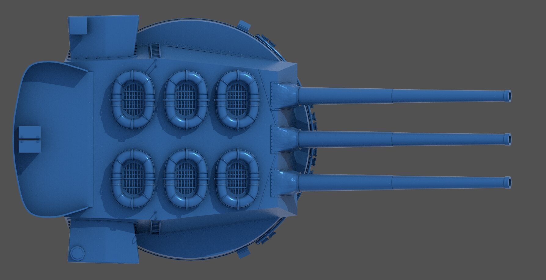 381mm WW2 Italian turret n3 - Commercial license - 1-200 scale 3D print model_6