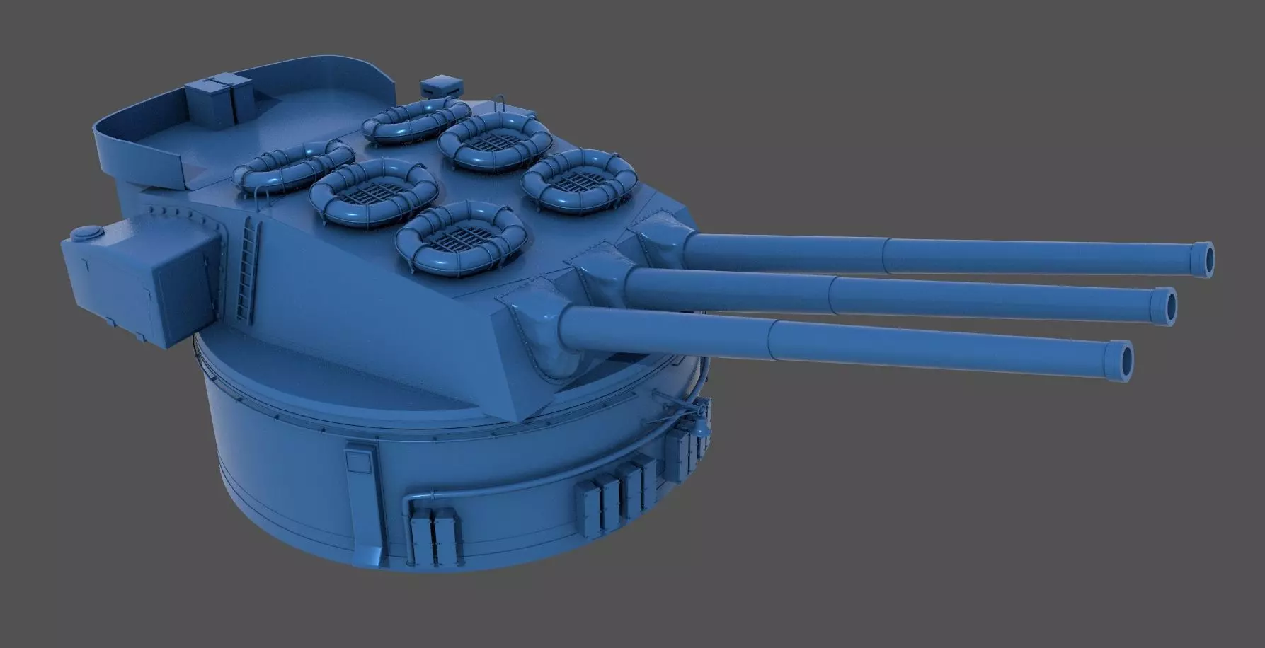 381mm WW2 Italian turret n3 - Commercial license - 1-200 scale 3D print model_0