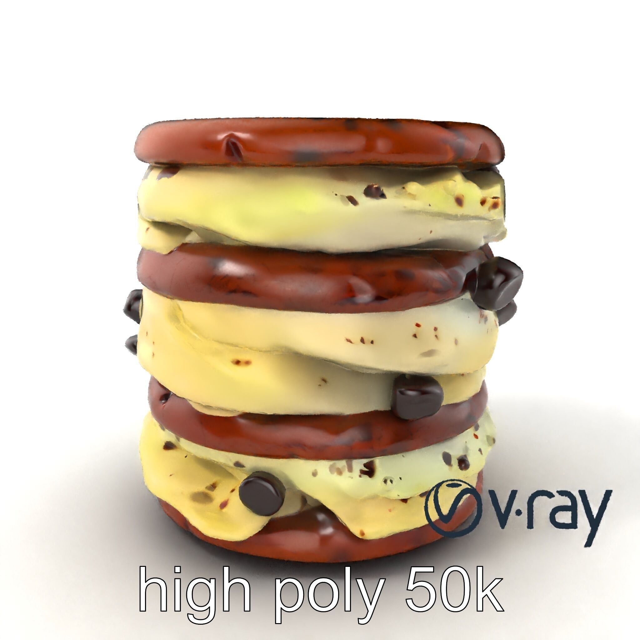 Ice Cream Sandwich Model Pack with Detailed Textures Low-poly 3D model_2
