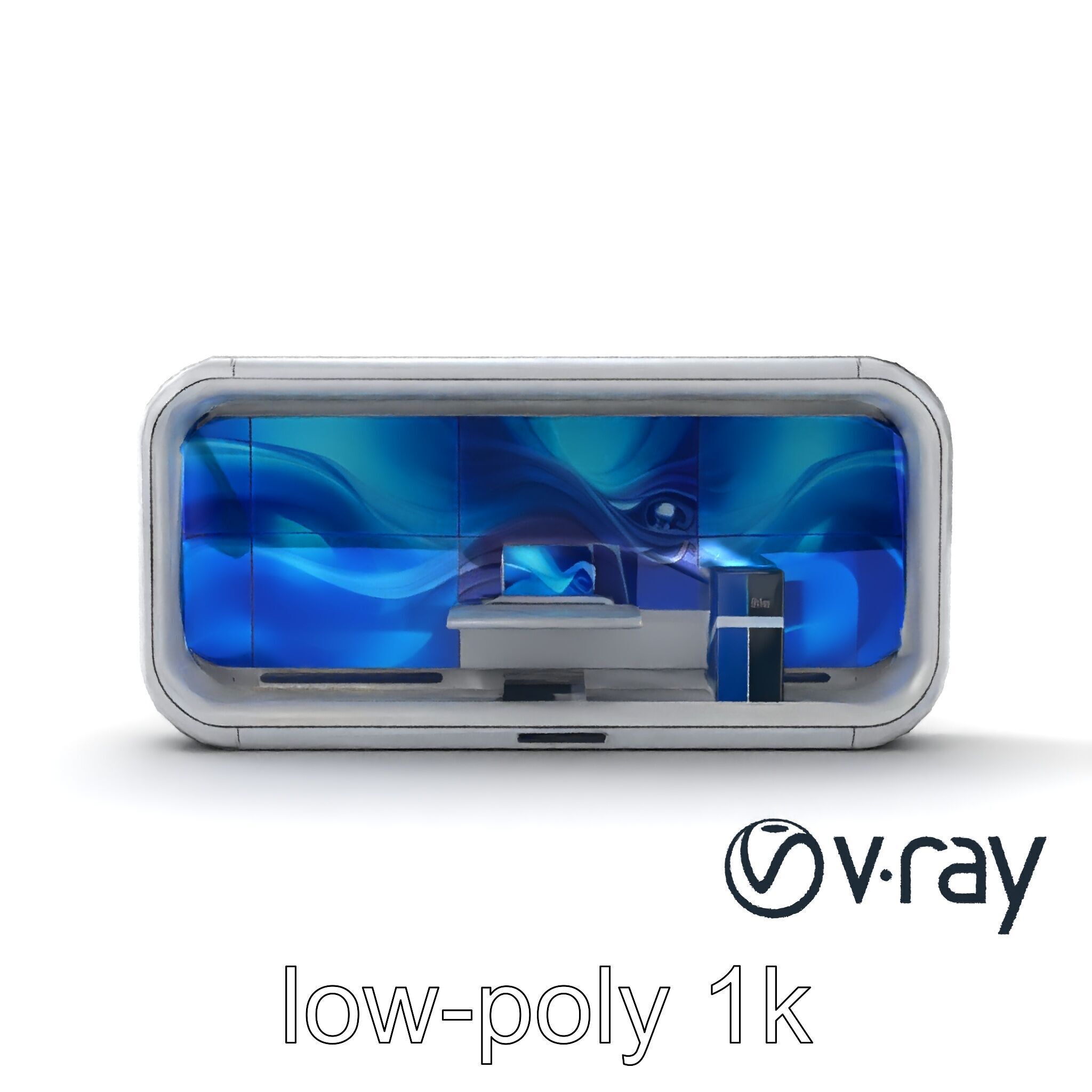 Futuristic Wall Module with Panoramic Displays model pack Low-poly 3D model_27