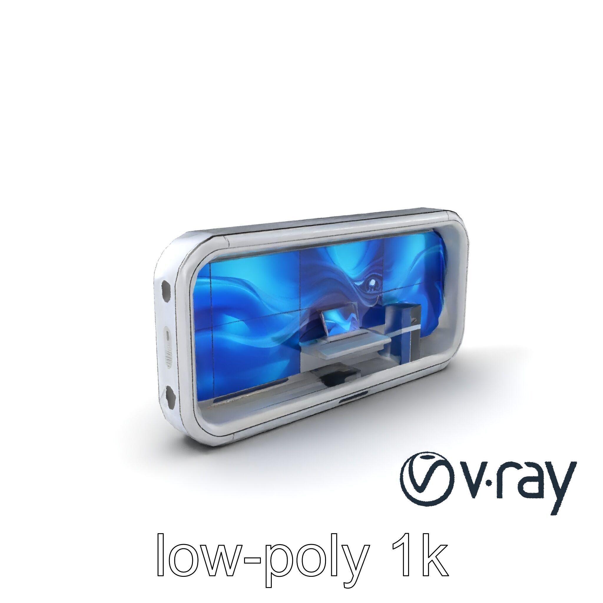 Futuristic Wall Module with Panoramic Displays model pack Low-poly 3D model_4