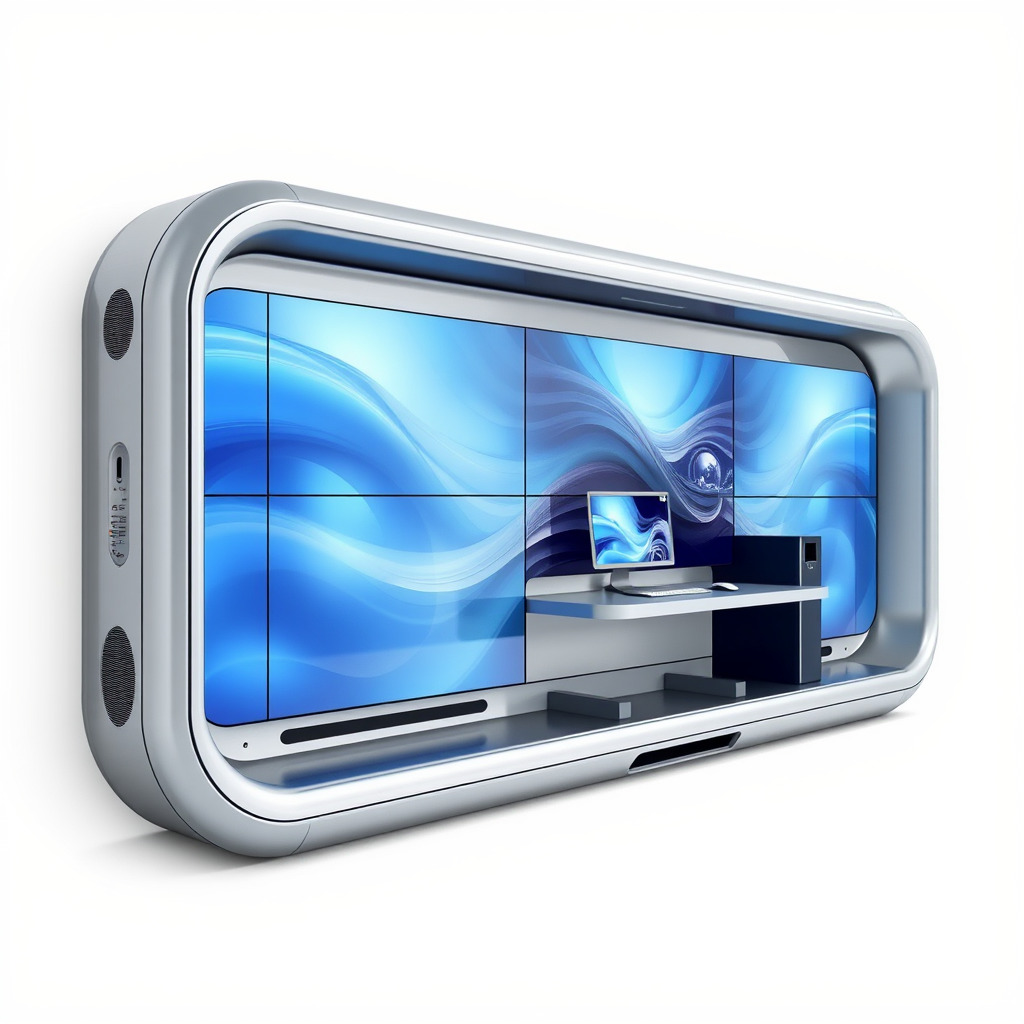 Futuristic Wall Module with Panoramic Displays model pack Low-poly 3D model_3