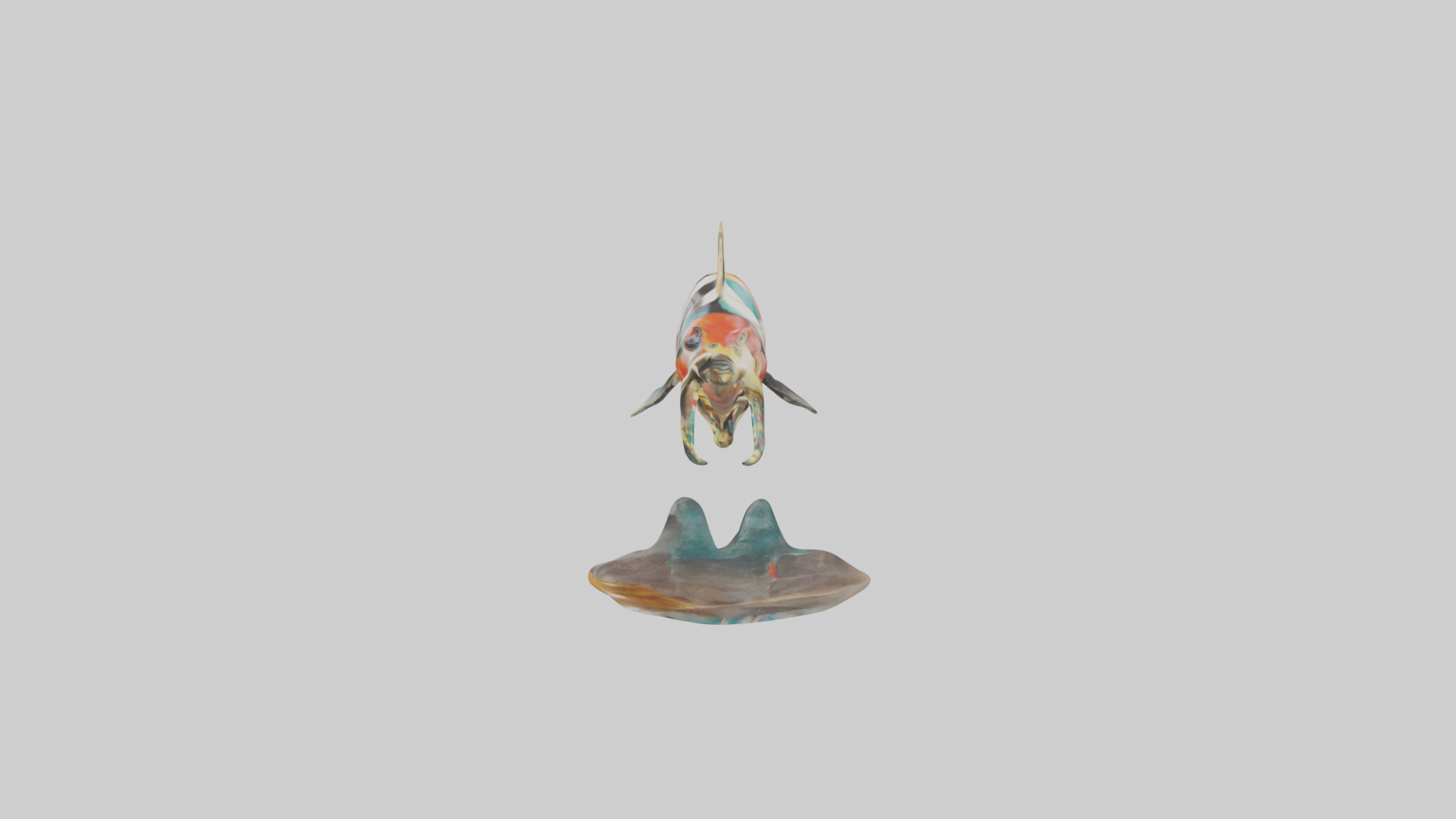 Harlequin Tusk Fish statue model Low-poly 3D model_12