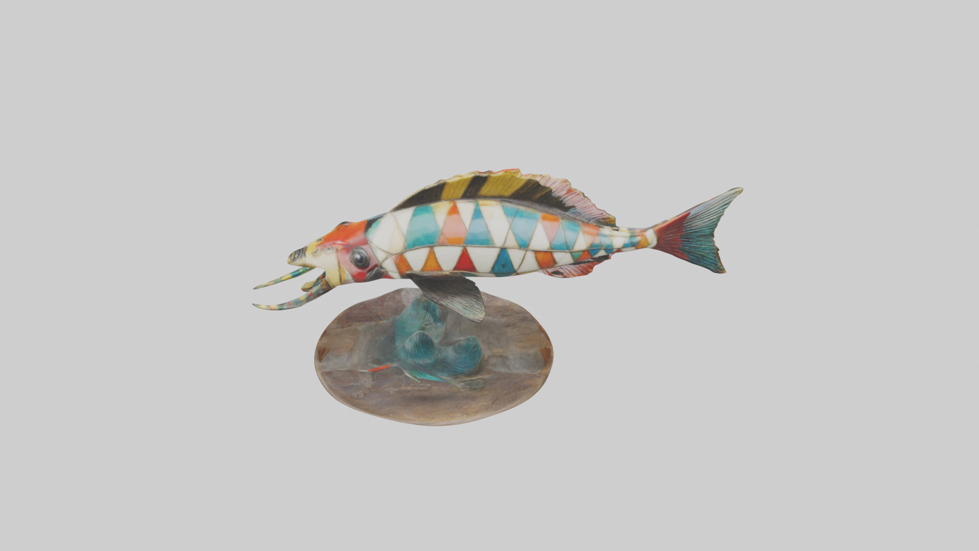 Harlequin Tusk Fish statue model Low-poly 3D model_15
