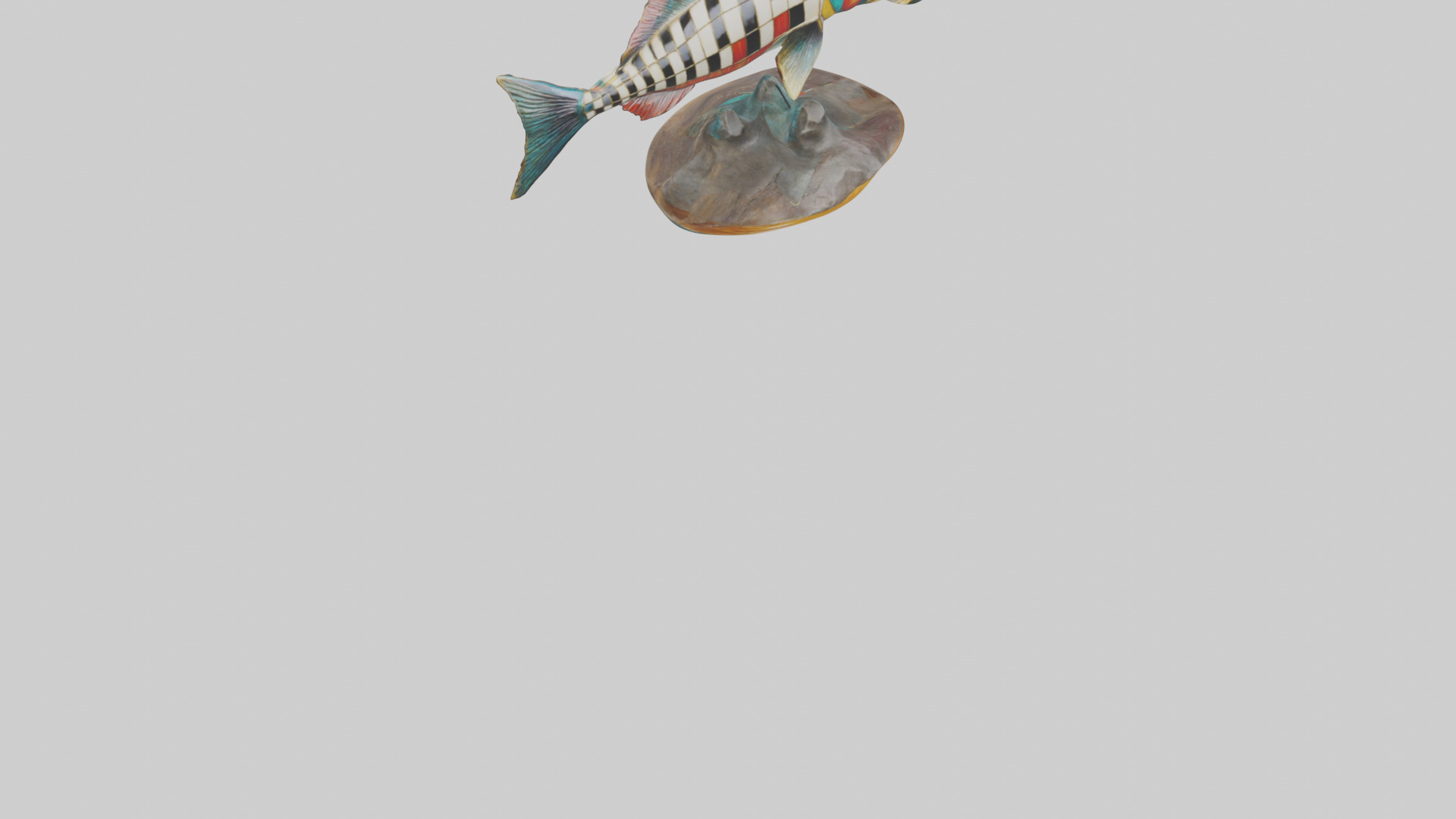 Harlequin Tusk Fish statue model Low-poly 3D model_6