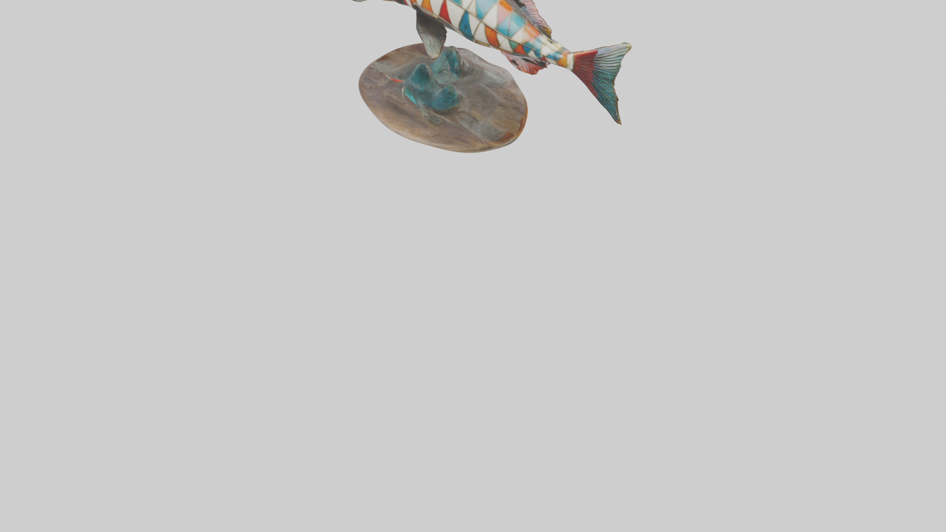 Harlequin Tusk Fish statue model Low-poly 3D model_4
