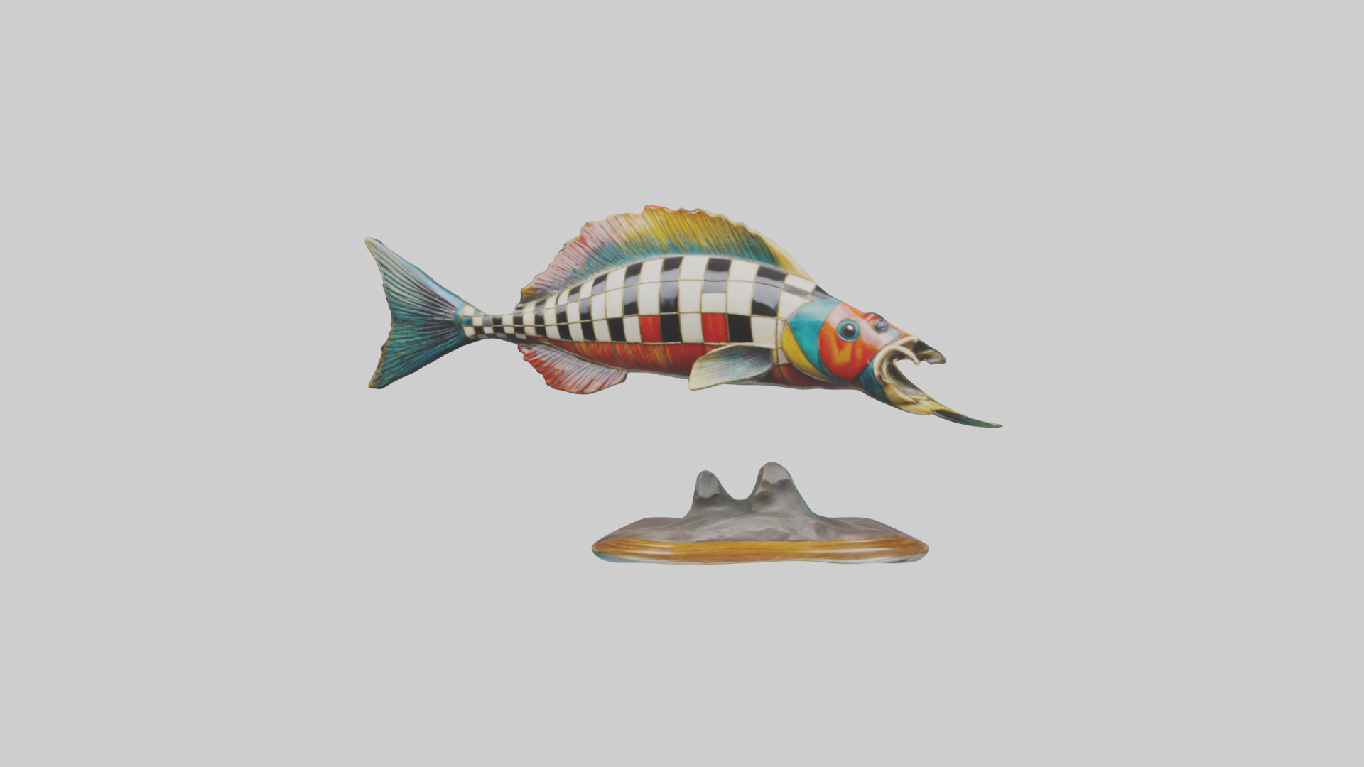Harlequin Tusk Fish statue model Low-poly 3D model_9