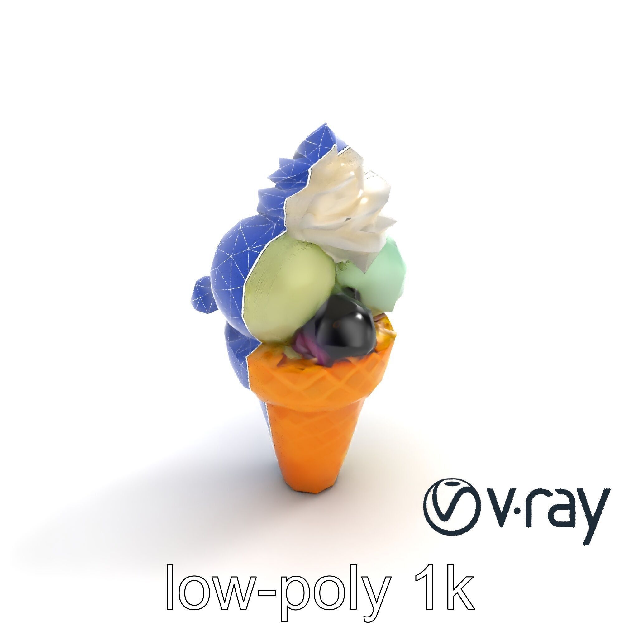 Pastel Ice Cream Cone Delight model pack Low-poly 3D model_14