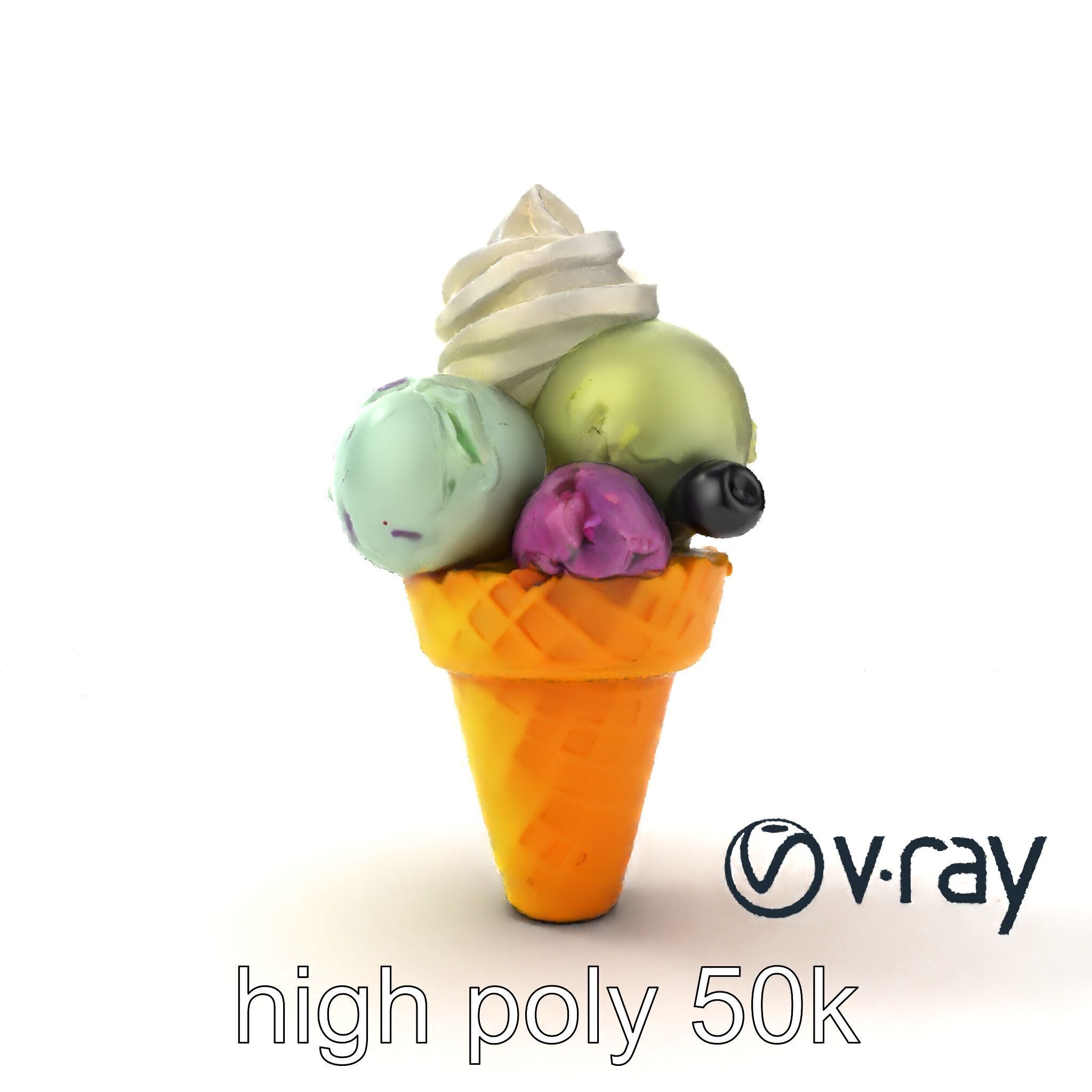 Pastel Ice Cream Cone Delight model pack Low-poly 3D model_30