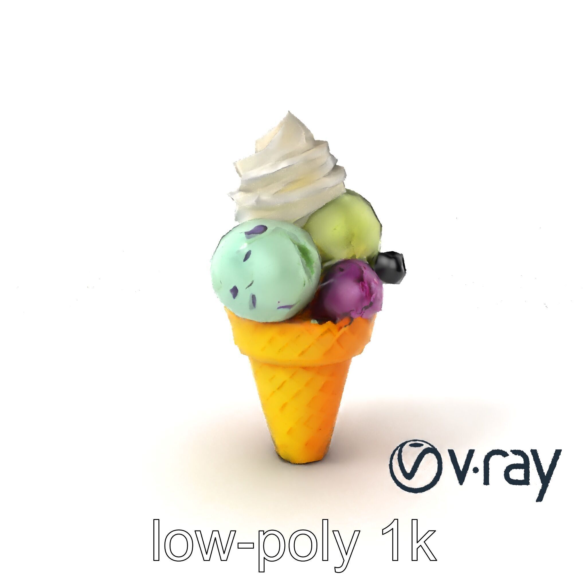 Pastel Ice Cream Cone Delight model pack Low-poly 3D model_5