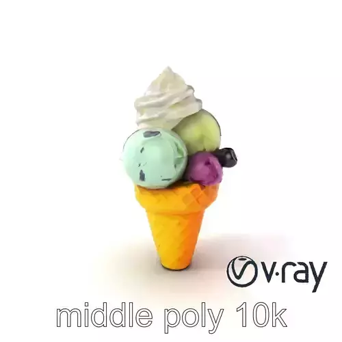 Pastel Ice Cream Cone Delight model pack Low-poly 3D model