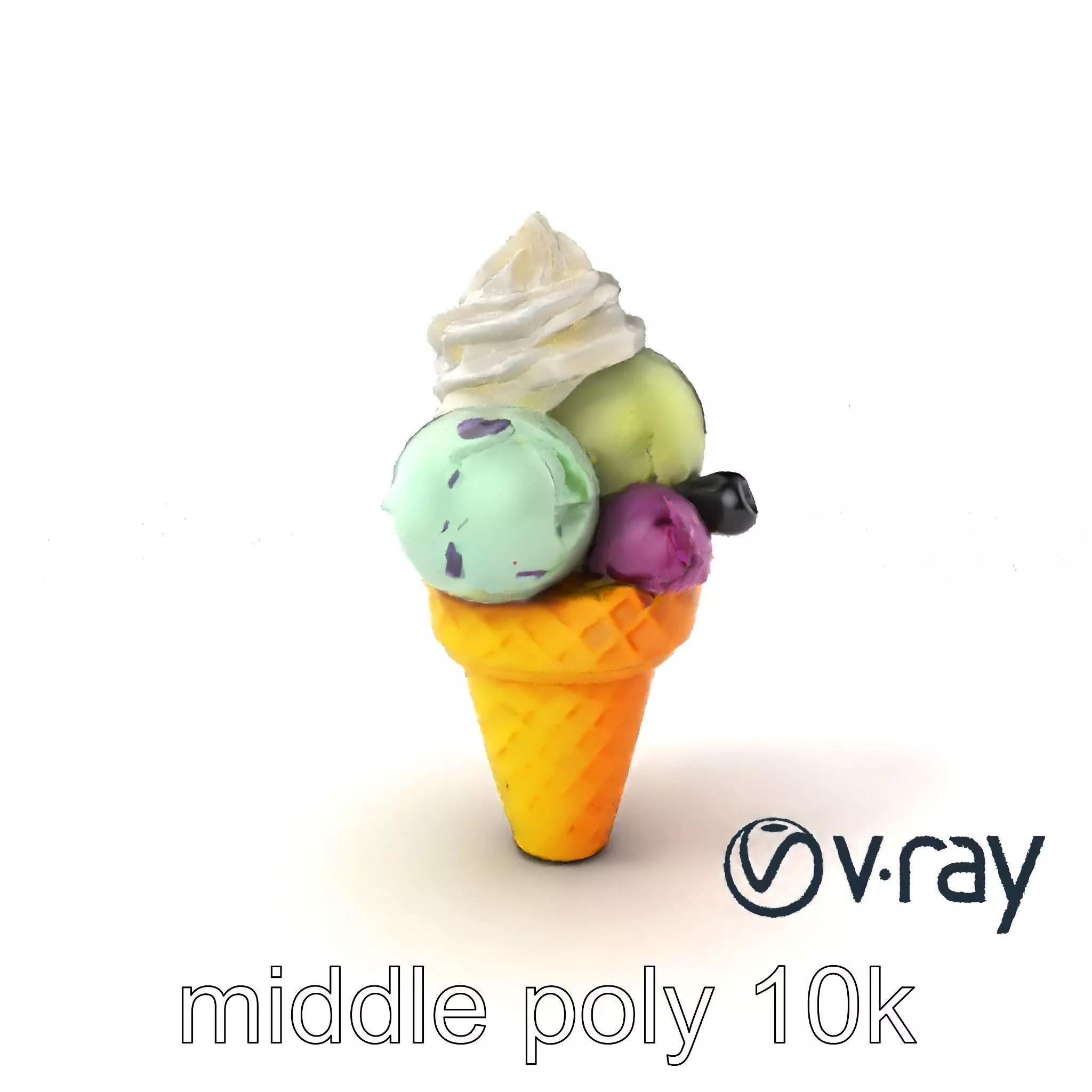 Pastel Ice Cream Cone Delight model pack Low-poly 3D model_0